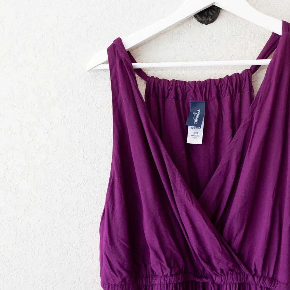 Swimsuits For All Purple Rayon Dress Womens 10/12 Sleeveless V Neck Cover Up - Picture 4 of 14